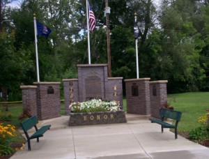 Memorial Wall Completed 2009, Cast Bronze Military Seals & Perpetual Bronze Plaques