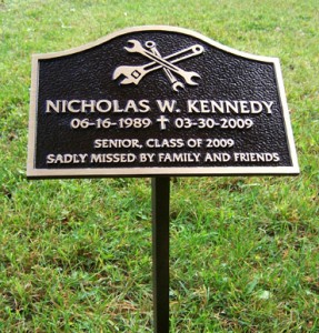 9 inch x 6 inch Cast Bronze Plaque With A 24 inch Stake Welded